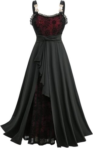 ROSE GAL Plus Size Women Halloween Costume Romantic Goth Vampire Spider Web Maxi Layered Flowy Sleeveless Tank Dress in Saudi Arabia