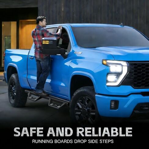 Running Boards Crew Cab Compatible with 2019-2025 Chevy Silverado 1500 / GMC Sierra 1500 Two Stairs Design Heavy-Duty Nerf Bars Step Bars Rock Sliders Rail in Saudi Arabia