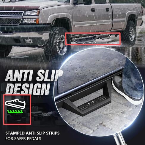 Running Boards Crew Cab Compatible with 2019-2025 Chevy Silverado 1500 / GMC Sierra 1500 Two Stairs Design Heavy-Duty Nerf Bars Step Bars Rock Sliders Rail in Saudi Arabia