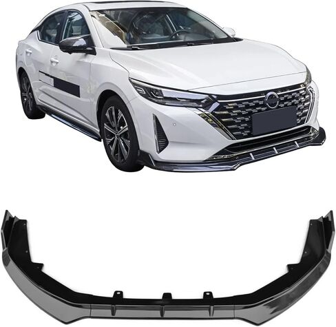 IKON MOTORSPORTS Front Bumper Lip, Compatible with 2024-2025 Nissan Sentra, IKON Style Carbon Fiber Print PP Polypropylene Air Dam Chin Spoiler Protector Splitter 3PCS in Saudi Arabia