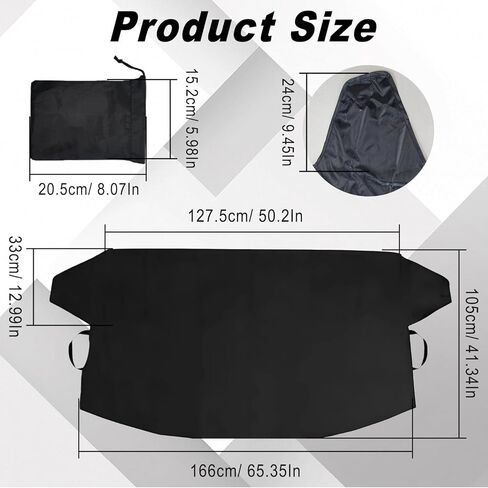 Car Front Windshield Cover for Ice and Snow, Oxford Fabric Waterproof Car Frost Guard Windshield Cover, Easy Install, Auto Winter Accessories for SUV Pickup Trucks 65.35" x 41.34 " in Kuwait
