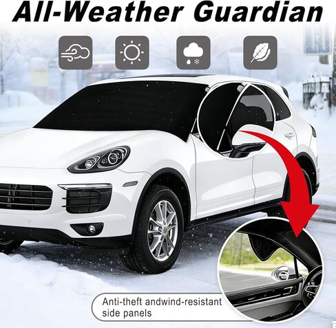 Car Front Windshield Cover for Ice and Snow, Oxford Fabric Waterproof Car Frost Guard Windshield Cover, Easy Install, Auto Winter Accessories for SUV Pickup Trucks 65.35" x 41.34 " in Kuwait