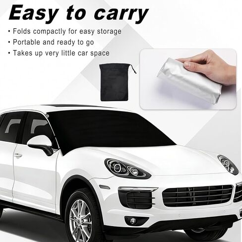 Car Front Windshield Cover for Ice and Snow, Oxford Fabric Waterproof Car Frost Guard Windshield Cover, Easy Install, Auto Winter Accessories for SUV Pickup Trucks 65.35" x 41.34 " in Kuwait