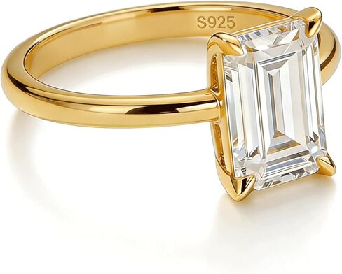 Dulin 14K Gold Plated 1ct/2ct/3ct Emerald Cut Cubic Zirconia Engagement Ring for Women 925 Sterling Silver Anniversary Promise Gift for Wife Christmas Valentine's Day Birthday Gift for Her in Saudi Arabia