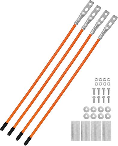 4pcs 27" Snow Plow Blade Marker 62265, Fit for Boss Blizzard Western and Most Snow Plows for SUV UTV ATV Trucks, High Visibility Bolt-On Guides Stainless Steel Joint with Steel Wire Orange in Saudi Arabia