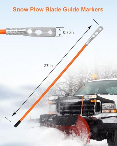 4pcs 27" Snow Plow Blade Marker 62265, Fit for Boss Blizzard Western and Most Snow Plows for SUV UTV ATV Trucks, High Visibility Bolt-On Guides Stainless Steel Joint with Steel Wire Orange in Saudi Arabia