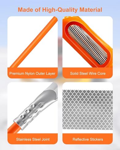 4pcs 27" Snow Plow Blade Marker 62265, Fit for Boss Blizzard Western and Most Snow Plows for SUV UTV ATV Trucks, High Visibility Bolt-On Guides Stainless Steel Joint with Steel Wire Orange in Saudi Arabia
