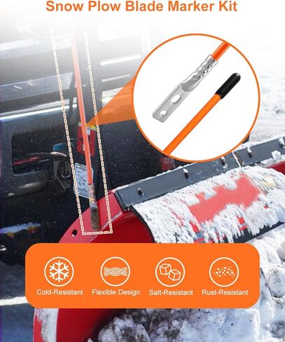 4pcs 27" Snow Plow Blade Marker 62265, Fit for Boss Blizzard Western and Most Snow Plows for SUV UTV ATV Trucks, High Visibility Bolt-On Guides Stainless Steel Joint with Steel Wire Orange in Saudi Arabia