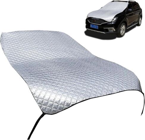 Car Half Car Cover Sunshade, Windshield Hood Front Window All-Season Protection Waterproof Dustproof Frostproof Car Cloth, Outdoor Foldable Protective Cover, Universal for Cars (Silver) in Saudi Arabia