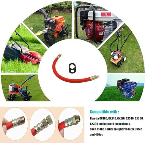 خرطوم تصريف الزيت HON1010 10 مم متوافق مع محركات سلسلة Hon-da GX110، GX120، GX160، GX200 GX240، GX270، GX340، GX390، GC160 M10x1.25 مم (عبوة واحدة) (أحمر) in Kuwait