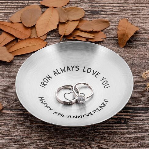 6th Anniversary Iron Gifts for Wife Husband 6 Year Anniversary Wedding Gifts for Him Her Couple Jewelry Tray for Women Men Husband Wife Couple Iron 6 Year Christmas Sweetest Day Gift in Saudi Arabia