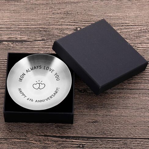 6th Anniversary Iron Gifts for Wife Husband 6 Year Anniversary Wedding Gifts for Him Her Couple Jewelry Tray for Women Men Husband Wife Couple Iron 6 Year Christmas Sweetest Day Gift in Saudi Arabia