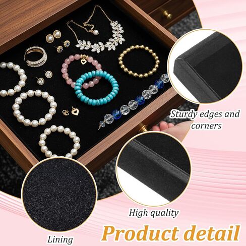 6 Pcs Velvet Stackable Jewelry Tray, Jewelry Organizer and Display for Bracelets Rings Earrings Necklaces, for Drawer and Countertop Showcase, Black in Saudi Arabia