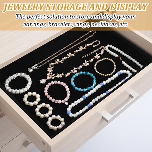 6 Pcs Velvet Stackable Jewelry Tray, Jewelry Organizer and Display for Bracelets Rings Earrings Necklaces, for Drawer and Countertop Showcase, Black in Saudi Arabia