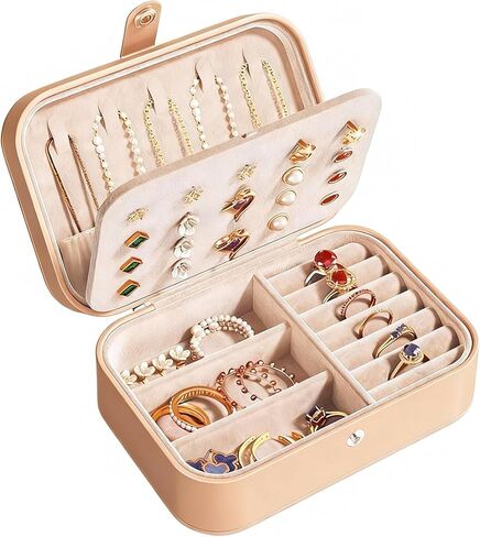 Skin-Tone Fabric Jewelry Armoire, Folding Design with Hooks and Pouches, Flesh Pink (SP006-NC) in Saudi Arabia