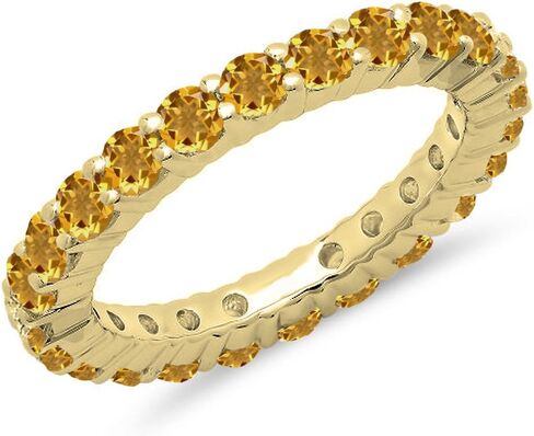 Dazzlingrock Collection 1.00 Ctw 14K Solid Gold Round Citrine Womens Eternity Wedding Anniversary Stackable Band in Saudi Arabia