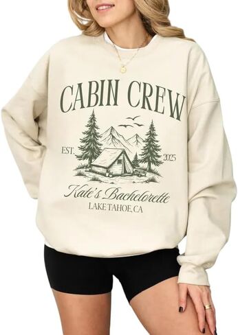 مخصص طاقم المقصورة البلوز العازبة شخصية التخييم حفل الزفاف Crewneck جبل بحيرة تاهو موضوع هدية لوصيفات الشرف الطبيعة الجمالية الرمال السترة in Saudi Arabia