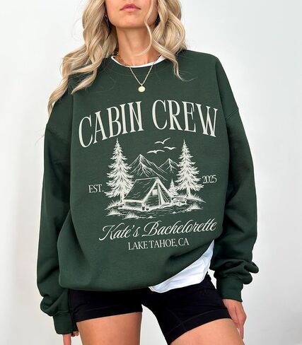 مخصص طاقم المقصورة البلوز العازبة شخصية التخييم حفل الزفاف Crewneck جبل بحيرة تاهو موضوع هدية لوصيفات الشرف الطبيعة الجمالية الرمال السترة in Saudi Arabia