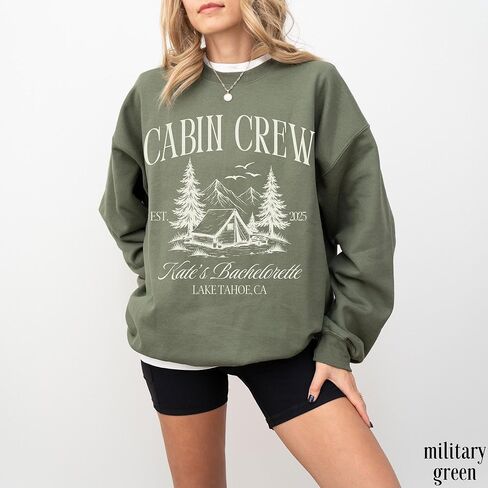 مخصص طاقم المقصورة البلوز العازبة شخصية التخييم حفل الزفاف Crewneck جبل بحيرة تاهو موضوع هدية لوصيفات الشرف الطبيعة الجمالية الرمال السترة in Saudi Arabia