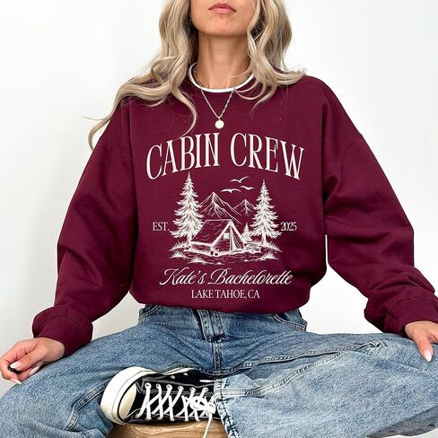 مخصص طاقم المقصورة البلوز العازبة شخصية التخييم حفل الزفاف Crewneck جبل بحيرة تاهو موضوع هدية لوصيفات الشرف الطبيعة الجمالية الرمال السترة in Saudi Arabia