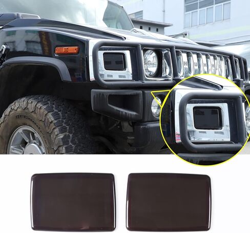 غطاء مصباح إشارة الانعطاف الأمامي PIUGILH متوافق مع الملحقات الخارجية Hummer H2 2003-2009، زخرفة حماية ضوء إشارة الانعطاف باللون الأسود المدخن، قطعتان in Saudi Arabia