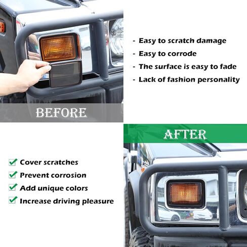 غطاء مصباح إشارة الانعطاف الأمامي PIUGILH متوافق مع الملحقات الخارجية Hummer H2 2003-2009، زخرفة حماية ضوء إشارة الانعطاف باللون الأسود المدخن، قطعتان in Saudi Arabia