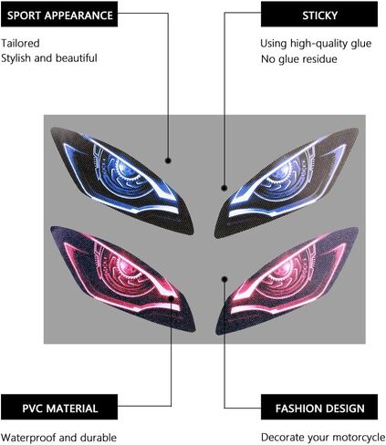 For Yamaha YZF R6 2006-2016 Motorcycle Eye Headlight Sticker Decal Headlight Protection Sticker Light-Transmitting Self-Adhesive Waterproof PVC (Blue) in Saudi Arabia
