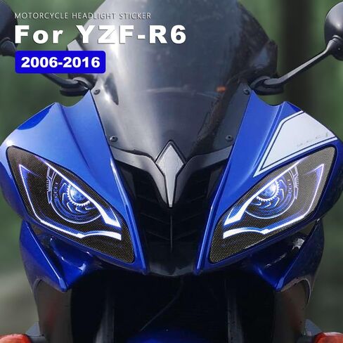 For Yamaha YZF R6 2006-2016 Motorcycle Eye Headlight Sticker Decal Headlight Protection Sticker Light-Transmitting Self-Adhesive Waterproof PVC (Blue) in Saudi Arabia
