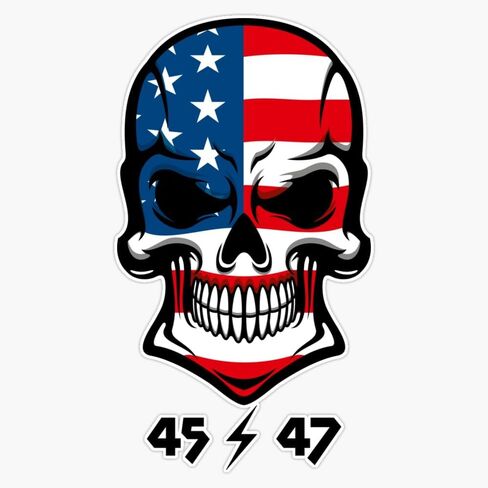 Magnet Usa Patriotic Skull 45/47 President Save America American Flag Skull 45Th President Magnet Vinyl Decal Sticker 5" in Saudi Arabia