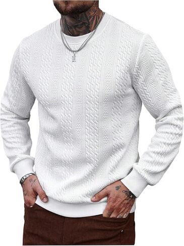 SOLY HUX Men's Crew Neck Knit Sweatshirts Long Sleeve Pullover Classic Jumper Tops in Saudi Arabia