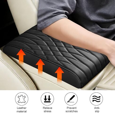 BESULEN Car Center Console Cover, Memory Foam Scratch & Wear Resistant Vehicle Armrest Storage Box Cushion Pad, Auto Interior Middle Console Protector, Universal for Sedan RV Pickup (Black) in Saudi Arabia