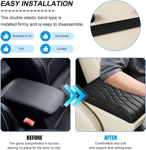 BESULEN Car Center Console Cover, Memory Foam Scratch & Wear Resistant Vehicle Armrest Storage Box Cushion Pad, Auto Interior Middle Console Protector, Universal for Sedan RV Pickup (Black) in Saudi Arabia