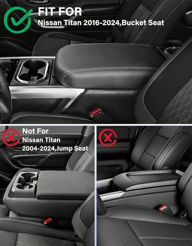 غطاء مسند ذراع وحدة التحكم المركزية لسيارة Nissan Titan 2016-2024، وسادة مسند ذراع حامية لوحدة التحكم الوسطى من جلد البولي يوريثان، مضادة للخدش، أسود (يناسب وحدة التحكم في مقعد الدلو فقط) in Kuwait