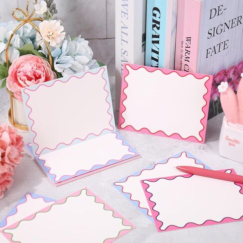Whaline 24 Pack Stripe Stationery Cards with Envelopes Blank Thank You Note Cards Scalloped Print Greeting Card for Baby Shower Birthday Invitations Supplies in Saudi Arabia