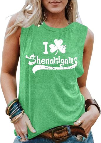 St. Patrick's Day Shirt for Women Irish Tank Top Shamrock Graphic Shirt Retro Lucky Clover Sleeveless Shirt in Saudi Arabia