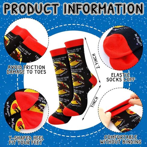 6 Pairs Mothman Socks Crew Adult Sock Novelty Cotton Crew Socks for Men Women Adult Ideas Family Friends Funny Christmas Father's Day Stuff Gifts in Saudi Arabia