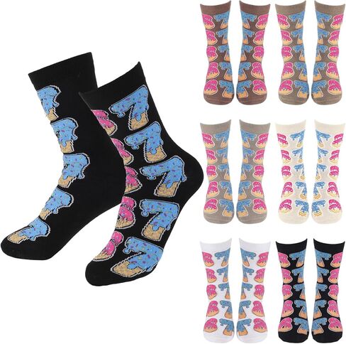 6 Pairs 67 Socks for Men Women Novelty Six Seven Ice Creams Drips Crew Socks 67 Design 6 7 Number Funny Gifts in Saudi Arabia