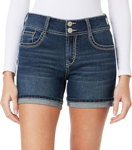 WallFlower Shorts for Women Luscious Curvy 5-Inch Midi Denim Mid-Rise Short- Evan Midi, 5 in Saudi Arabia