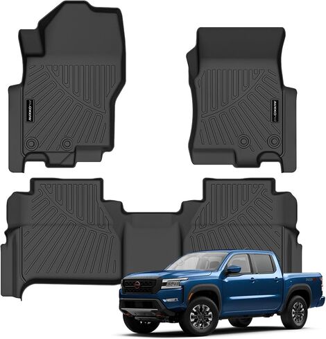 All Weather Floor Mats Fit for Nissan Frontier 2022 2023 2024 Crew Cab w/ 2nd Row Under Seat Storage TPE Liners Frontier Set All Season Odorless Anti-Slip in Kuwait