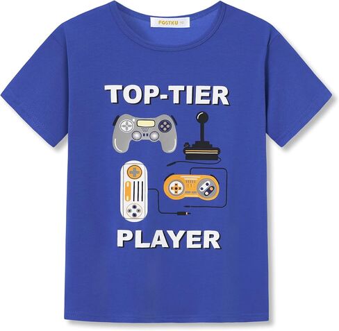 Crewneck T-Shirt for Boys - Trendy Short Sleeve Pullover Soft Tops Size 6-18 in Saudi Arabia