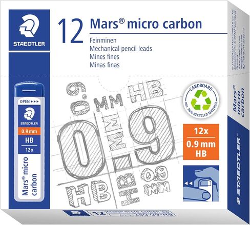 Staedtler Mars Micro Carbon 250 09 0.9mm HB Mechanical Pencil Lead (Pack of 12) in Kuwait