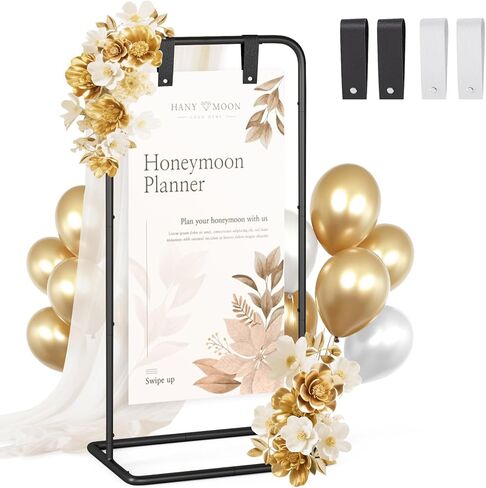 Wedding Welcome Sign Stand, Adjustable Welcome to Our Wedding Sign Holder,Heavy Duty Easel Stand for Sign, Wedding Seating Chart Stand, Easel for Display (Gold) in Saudi Arabia
