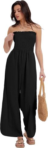 MOOSLOVER Women Linen Jumpsuits Strapless Wide Leg Palazzo Pants Romper 2026 Resort Wear Beach Vacation Outfits in Saudi Arabia