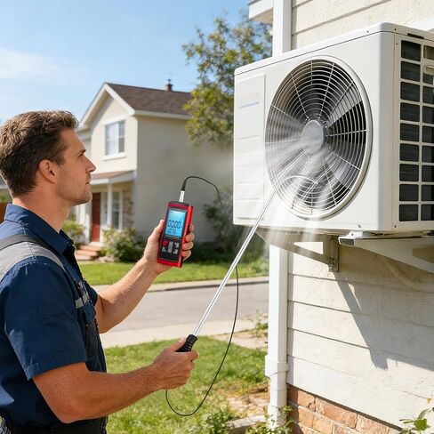 Bonvoisin Anemometer Handheld Hot Wire Air Flow Velocity Meter CFM Wind Speed Gauges with Data Output Software Telescopic Probe for in Duct HVAC, Outdoor (Thermal Anemometer) in Kuwait