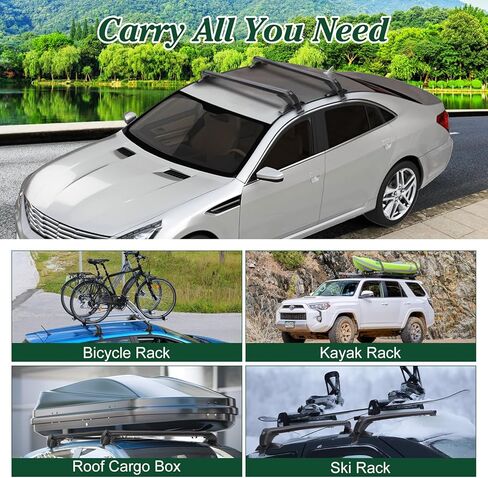 رف سقف السيارة العالمي مقاس 43 بوصة، قضبان متقاطعة لسقف السيارة من الألومنيوم قابلة للتعديل مع قفل مضاد للسرقة لمعظم المركبات بدون حاجز جانبي للسقف، سعة تحميل 165 رطلًا in Kuwait