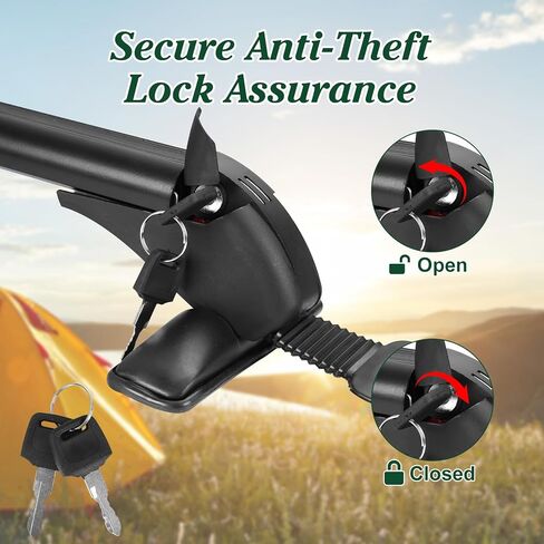 رف سقف السيارة العالمي مقاس 43 بوصة، قضبان متقاطعة لسقف السيارة من الألومنيوم قابلة للتعديل مع قفل مضاد للسرقة لمعظم المركبات بدون حاجز جانبي للسقف، سعة تحميل 165 رطلًا in Kuwait