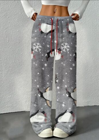 Womens Fuzzy Pajama Pants Cute Plush Sleep Pants Cozy Fleece Loungewear Bottoms Warm Lounge Pants in Saudi Arabia
