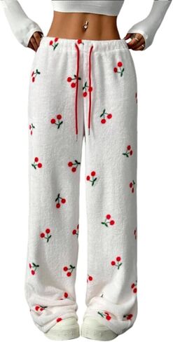 Womens Fuzzy Pajama Pants Cute Plush Sleep Pants Cozy Fleece Loungewear Bottoms Warm Lounge Pants in Saudi Arabia