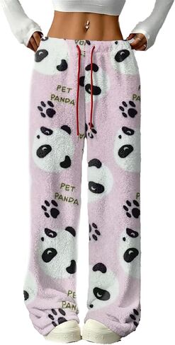 Womens Fuzzy Pajama Pants Cute Plush Sleep Pants Cozy Fleece Loungewear Bottoms Warm Lounge Pants in Saudi Arabia