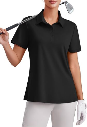 PINSPARK Womens 4 Buttons Golf Polo Shirts UPF 50+ Quick Dry Athletic Tennis Tops Collared Pickleball T Shirt in Kuwait